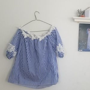 Off the Shoulder Striped Blouse